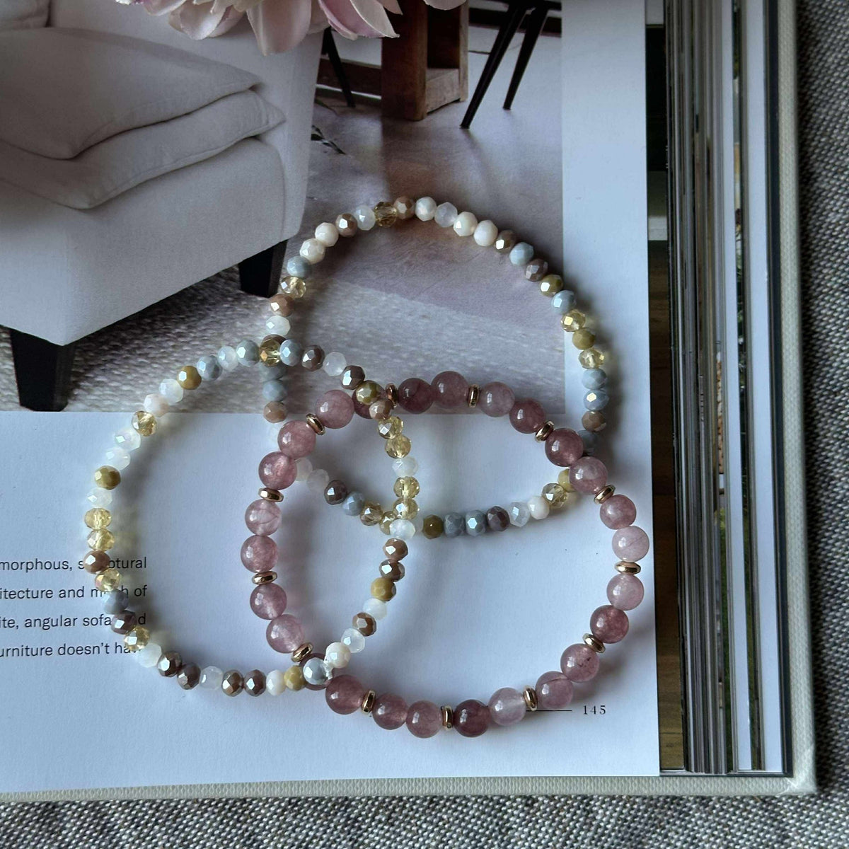 Armbanden Luna Vintage Rose – Set van 3 stuks