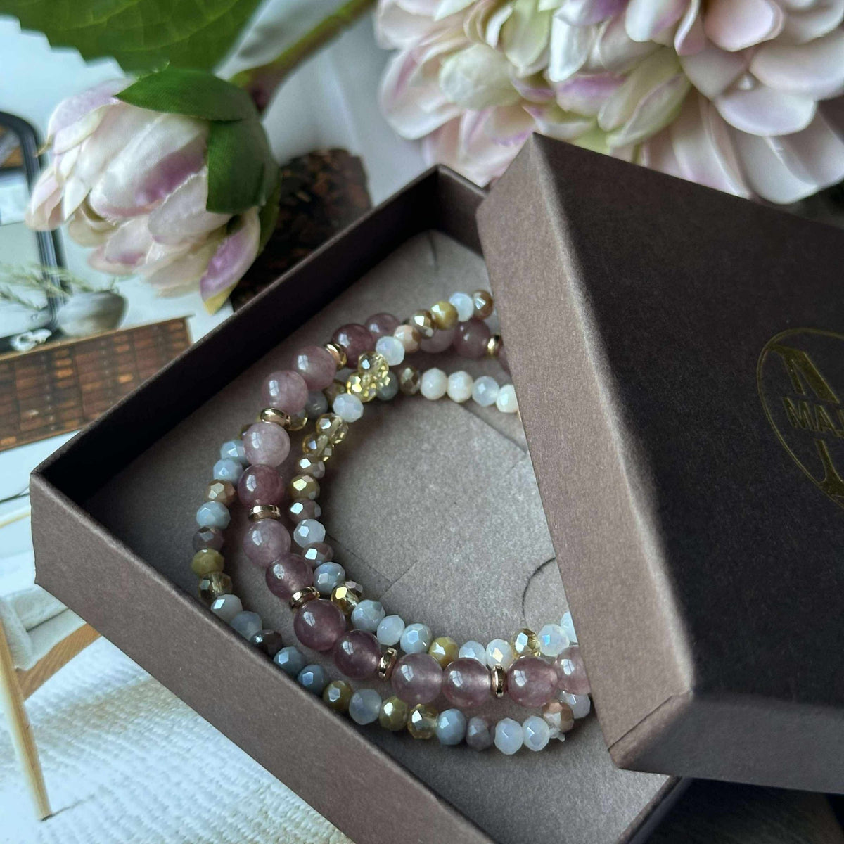 Armbanden Luna Vintage Rose – Set van 3 stuks