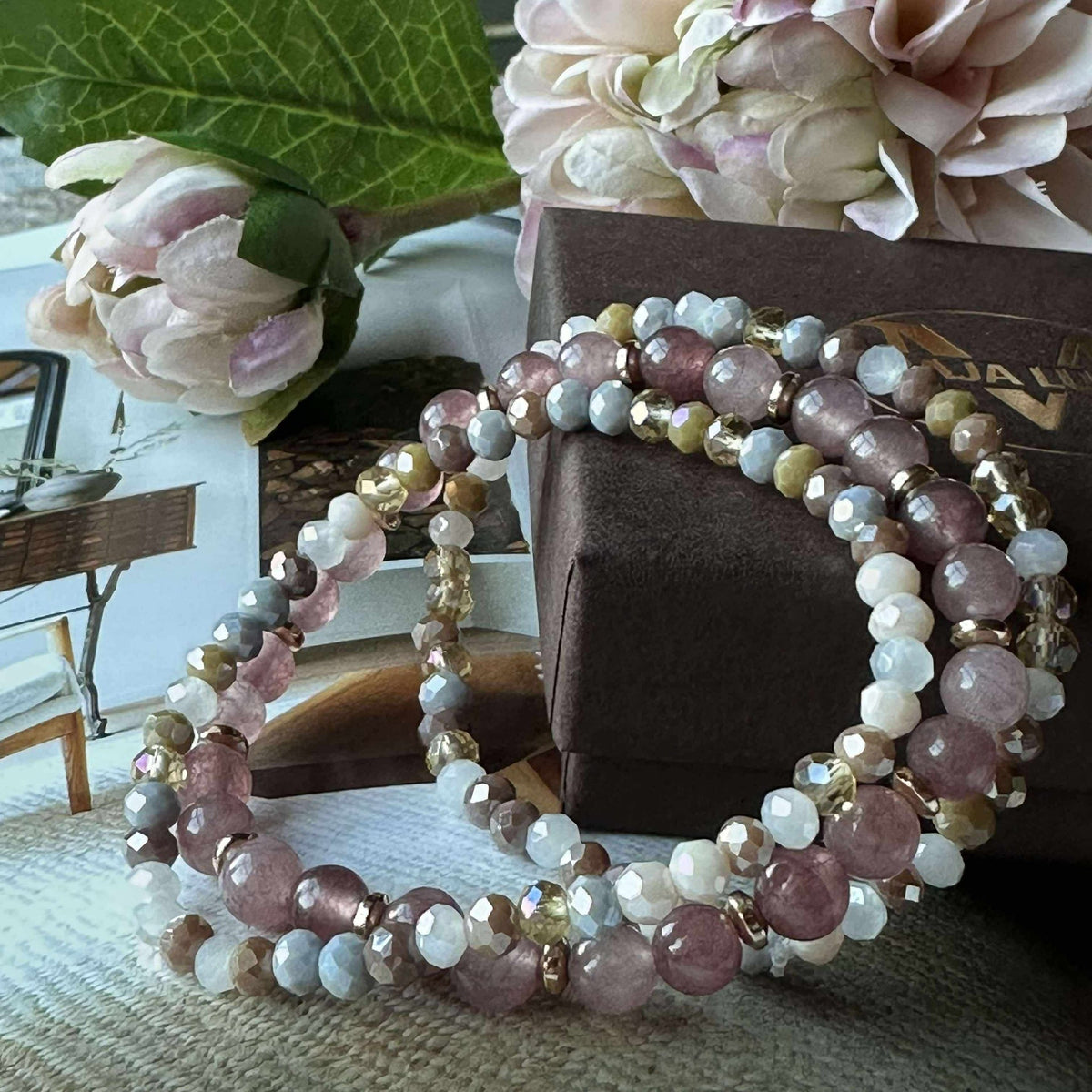 Armbanden Luna Vintage Rose – Set van 3 stuks