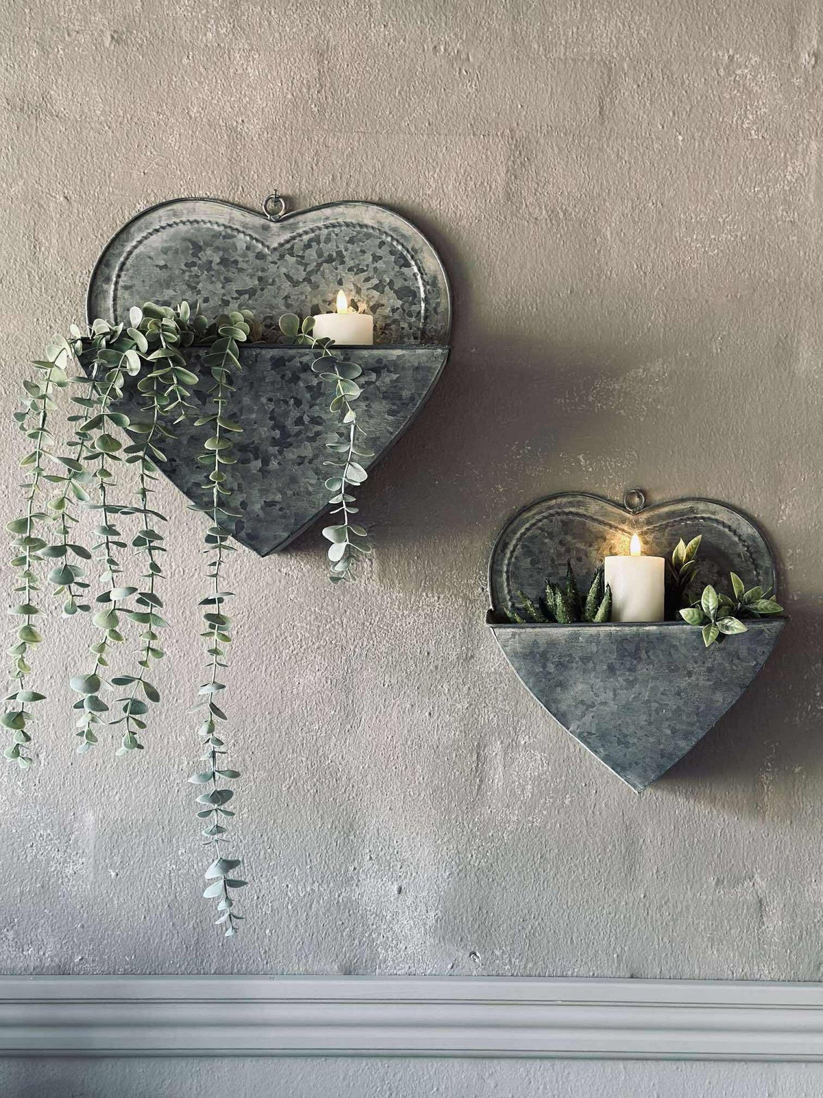 Plantenmanden Hart Zink - 2 st.