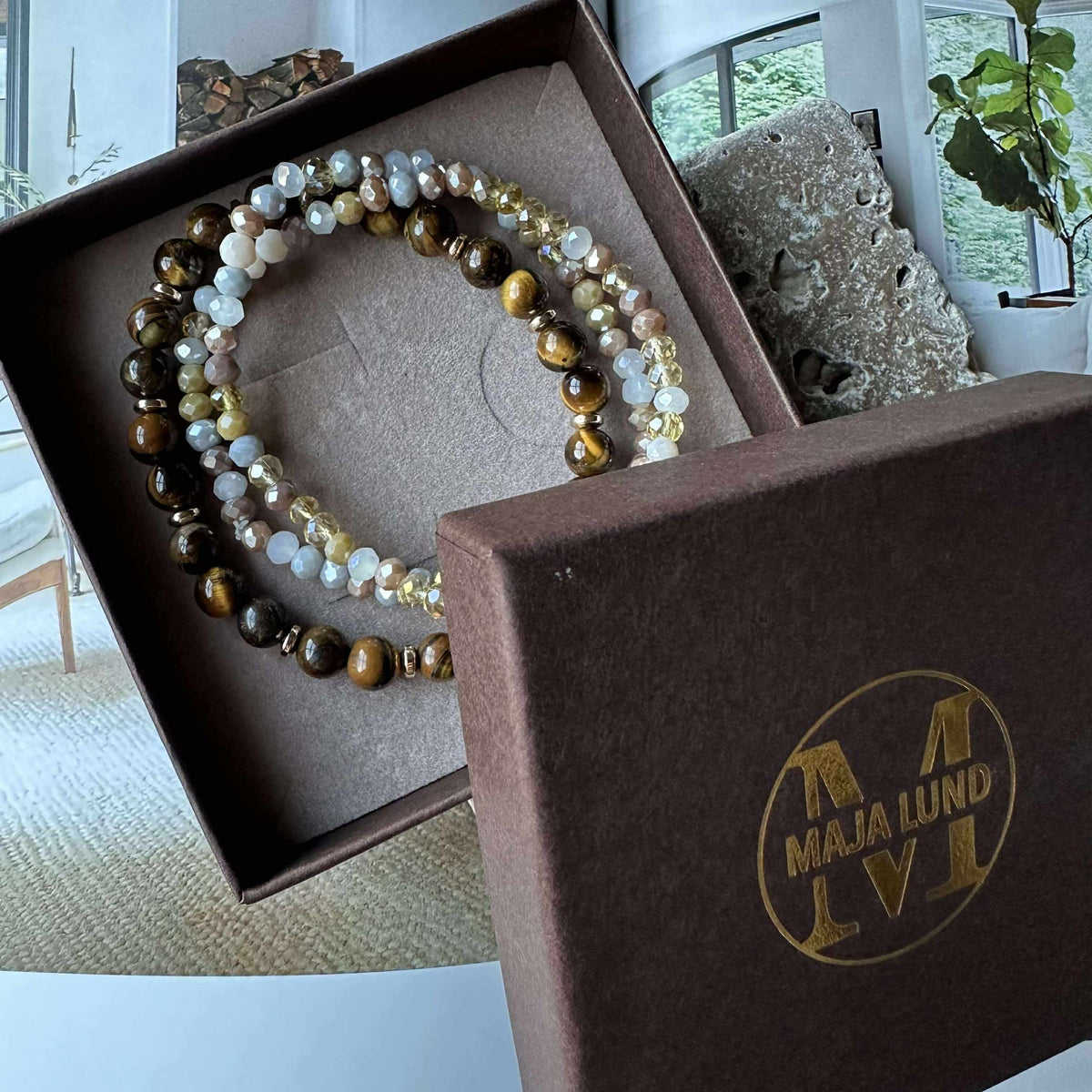 Armband Luna Tiger Eye – Set van 3 stuks