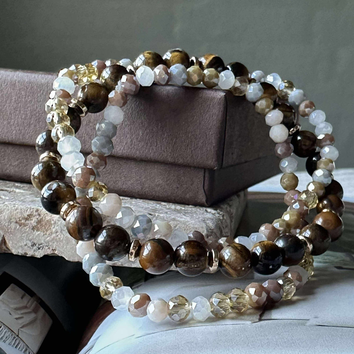 Armband Luna Tiger Eye – Set van 3 stuks