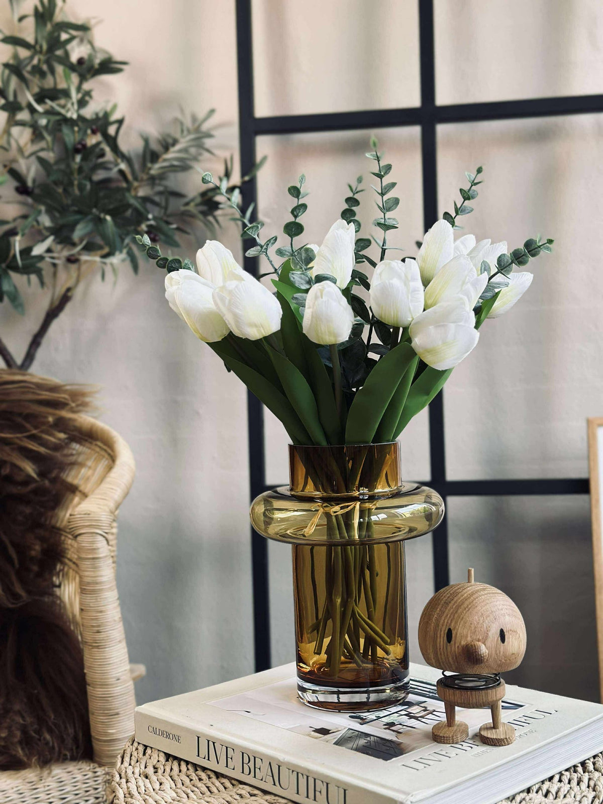 Vaas van handgeblazen glas - Lyngby amber