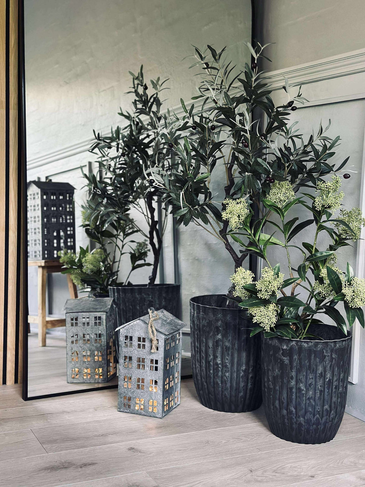 Bloempotten in betonlook - Set van 2 stuks