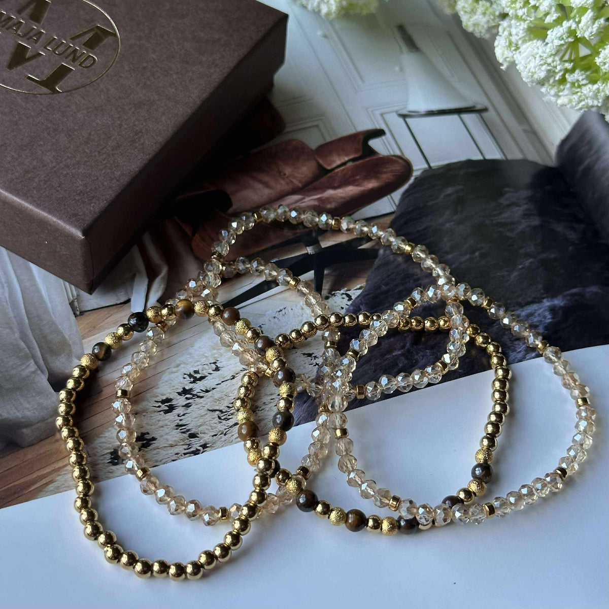 Armband Ofelia Tiger Eye - Set van 5 armbanden