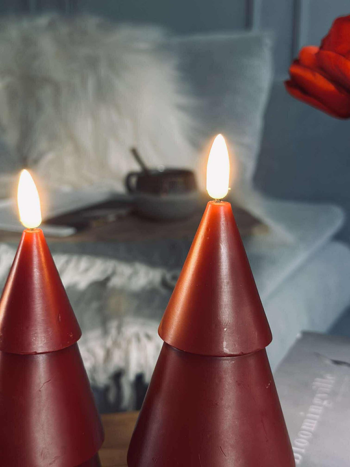 LED Kerstboom 3 stuks m. afstandsbediening Rood
