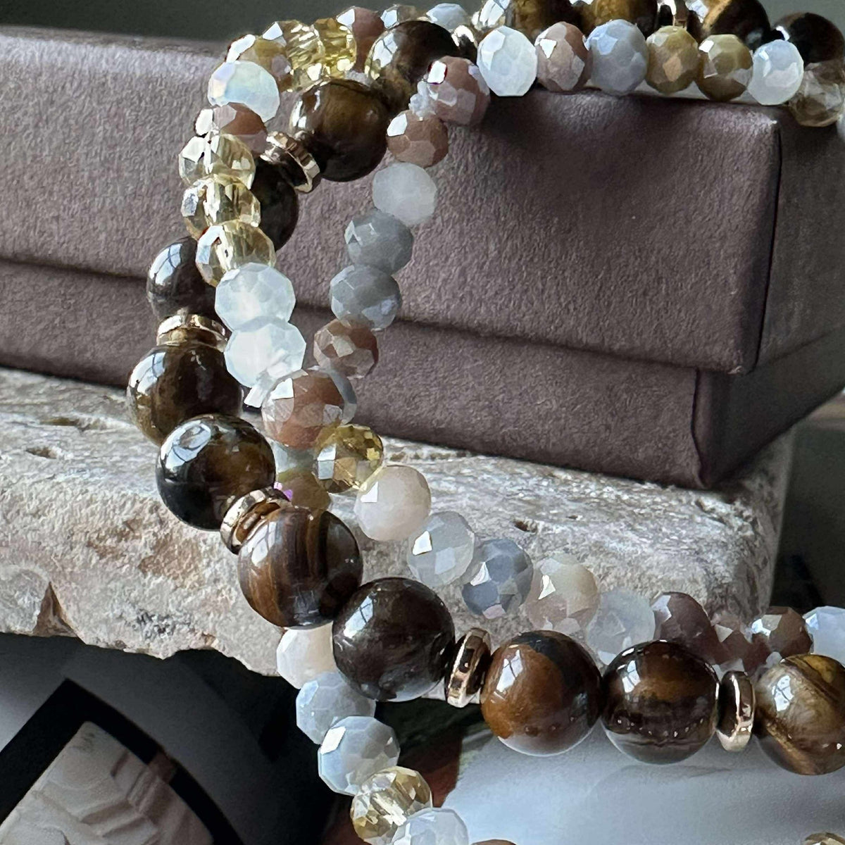 Armband Luna Tiger Eye – Set van 3 stuks