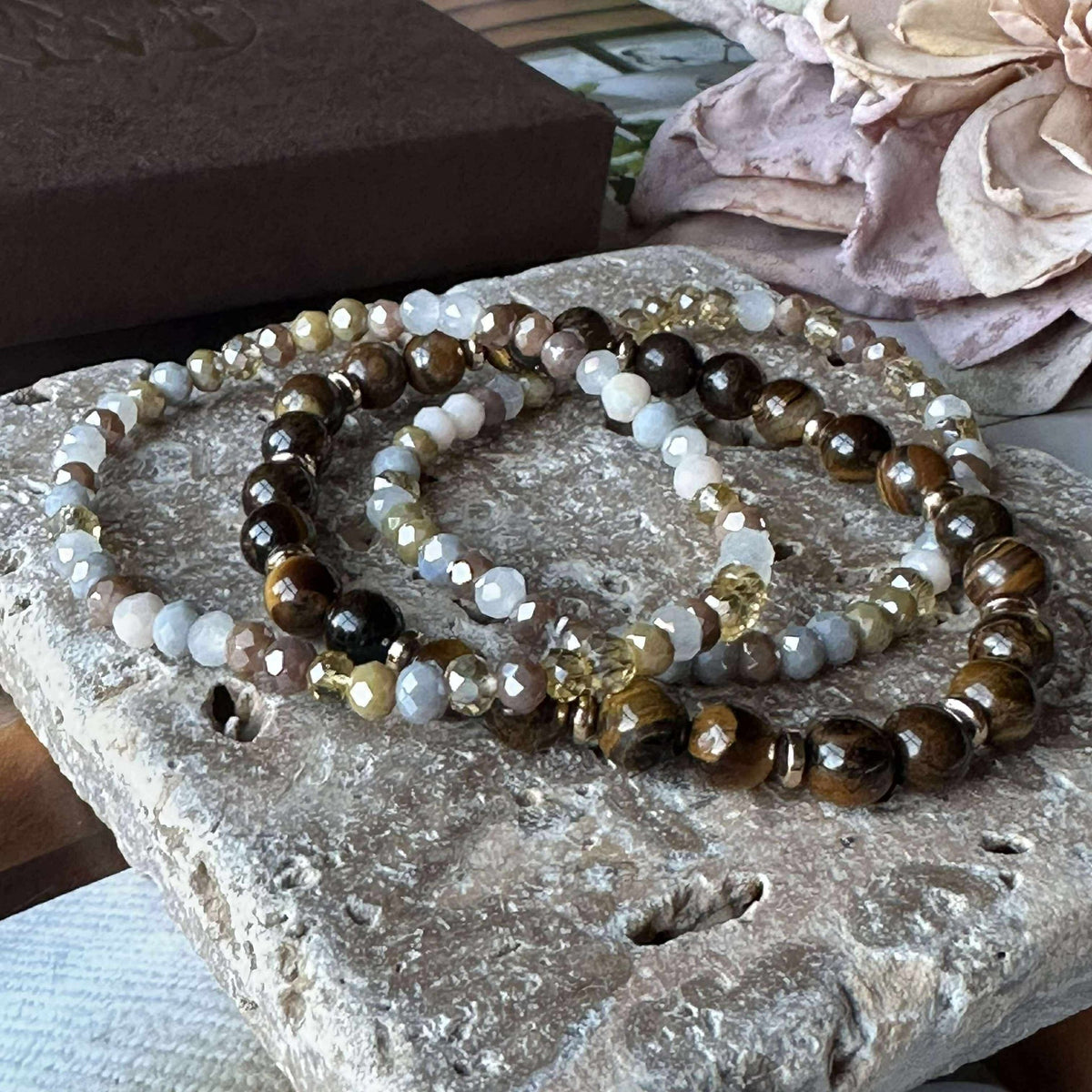 Armband Luna Tiger Eye – Set van 3 stuks