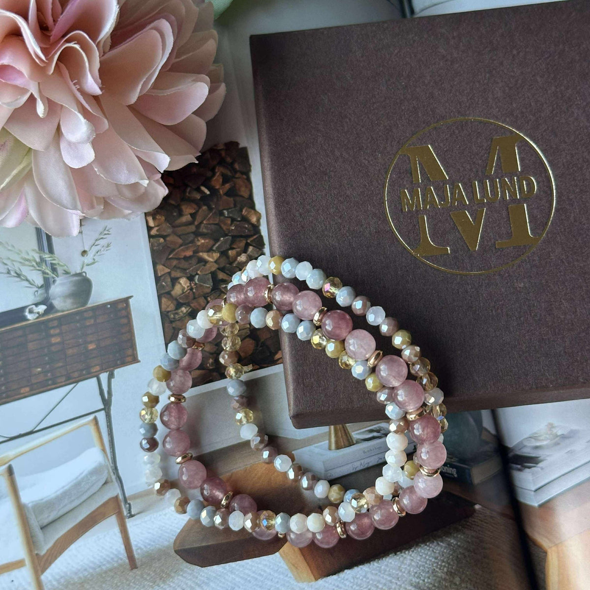 Armbanden Luna Vintage Rose – Set van 3 stuks