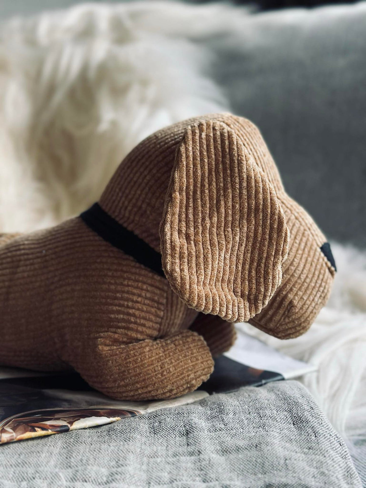 Honden-deurstopper - Beige fluweel