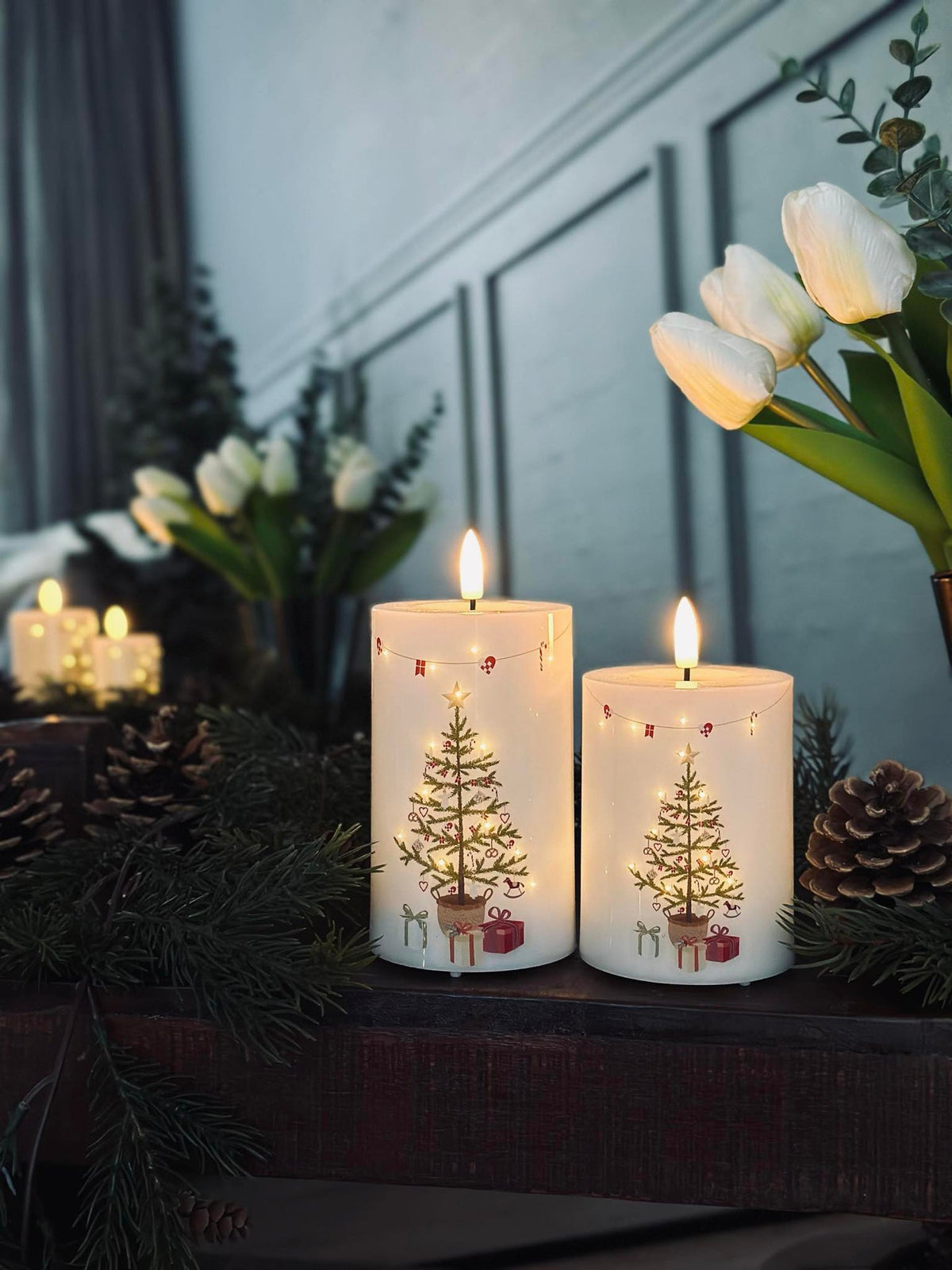 LED Blokkaars TWINKLE CHRISTMAS - Set van 2 stuks