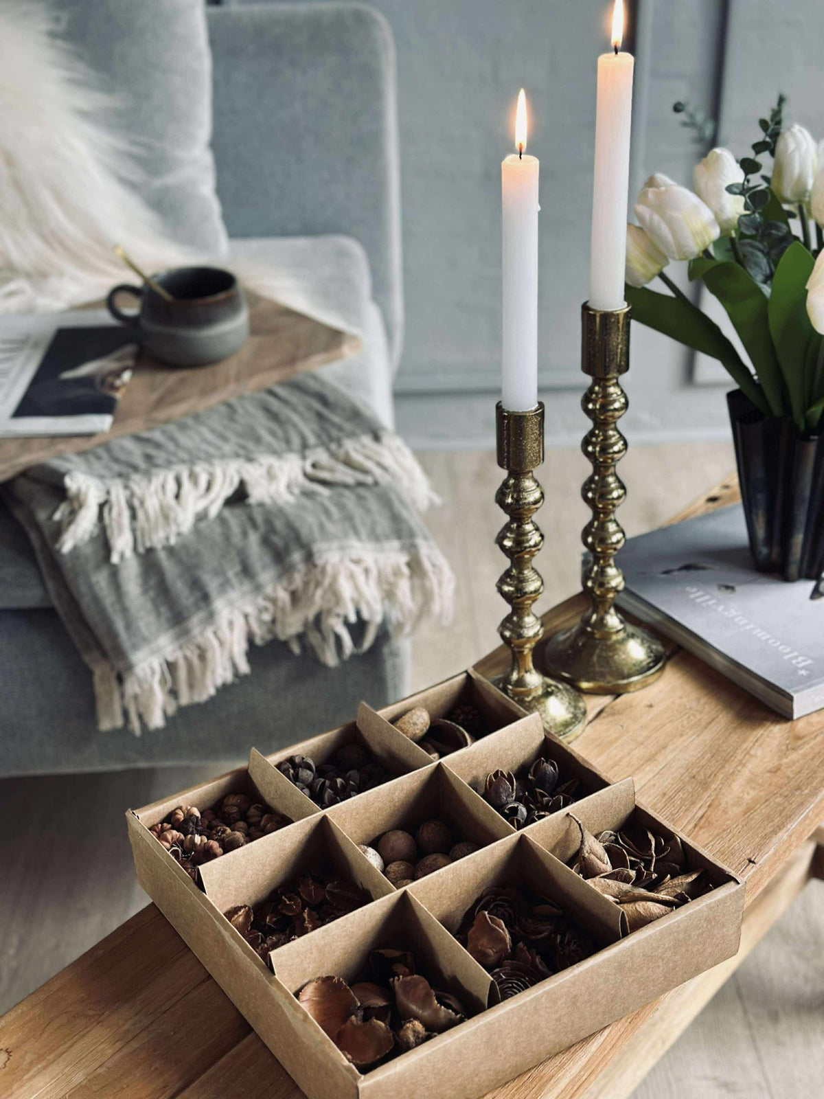 Decoratieve doos met natuurbekleding - MIX