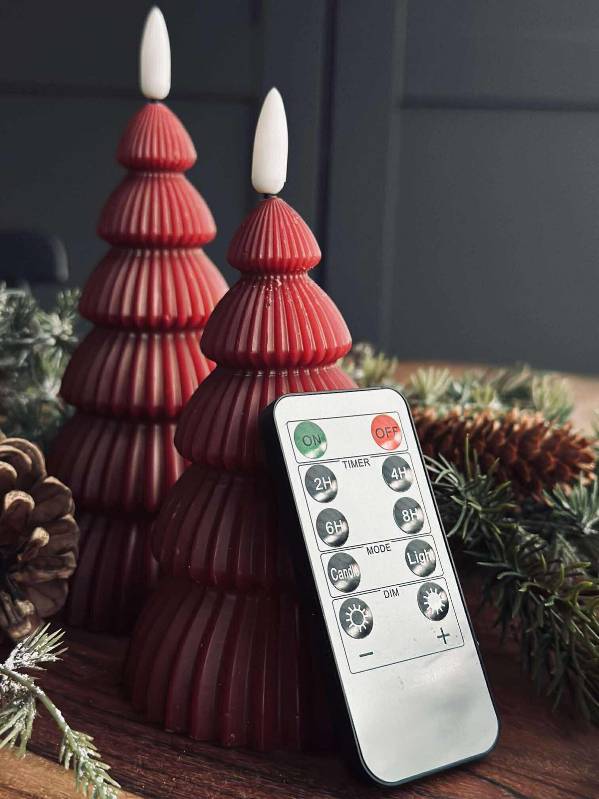 Kerstboom met led licht - Set van 2 stuks. Rood