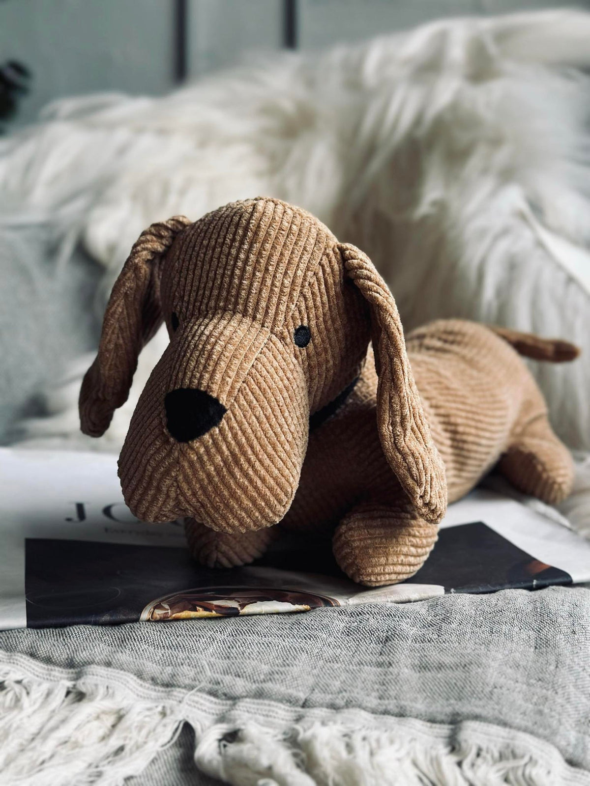 Honden-deurstopper - Beige fluweel
