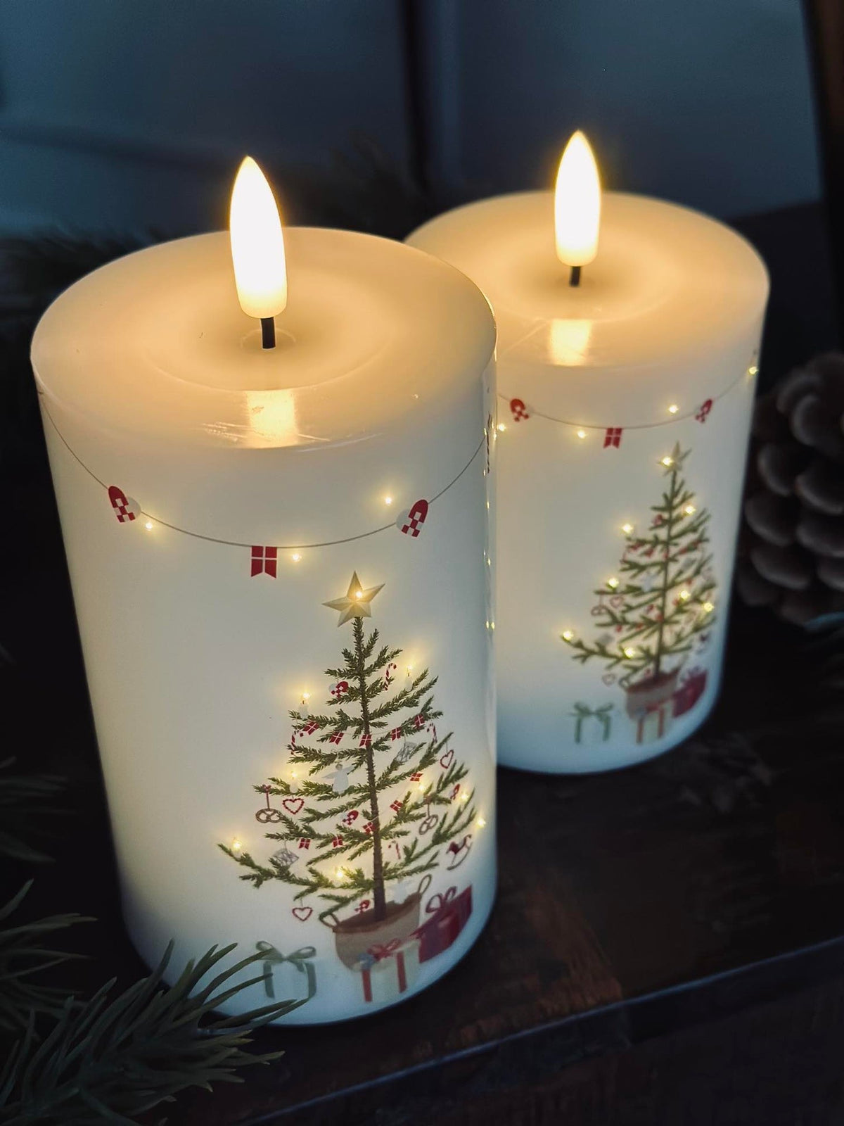 LED Blokkaars TWINKLE CHRISTMAS - Set van 2 stuks
