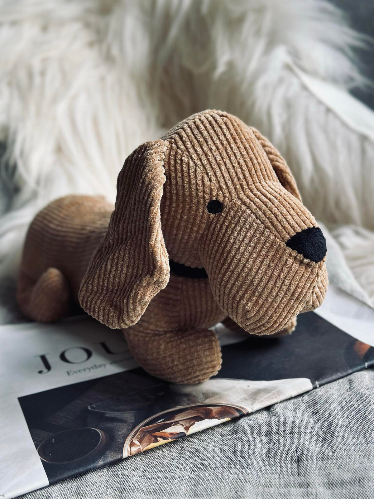 Honden-deurstopper - Beige fluweel