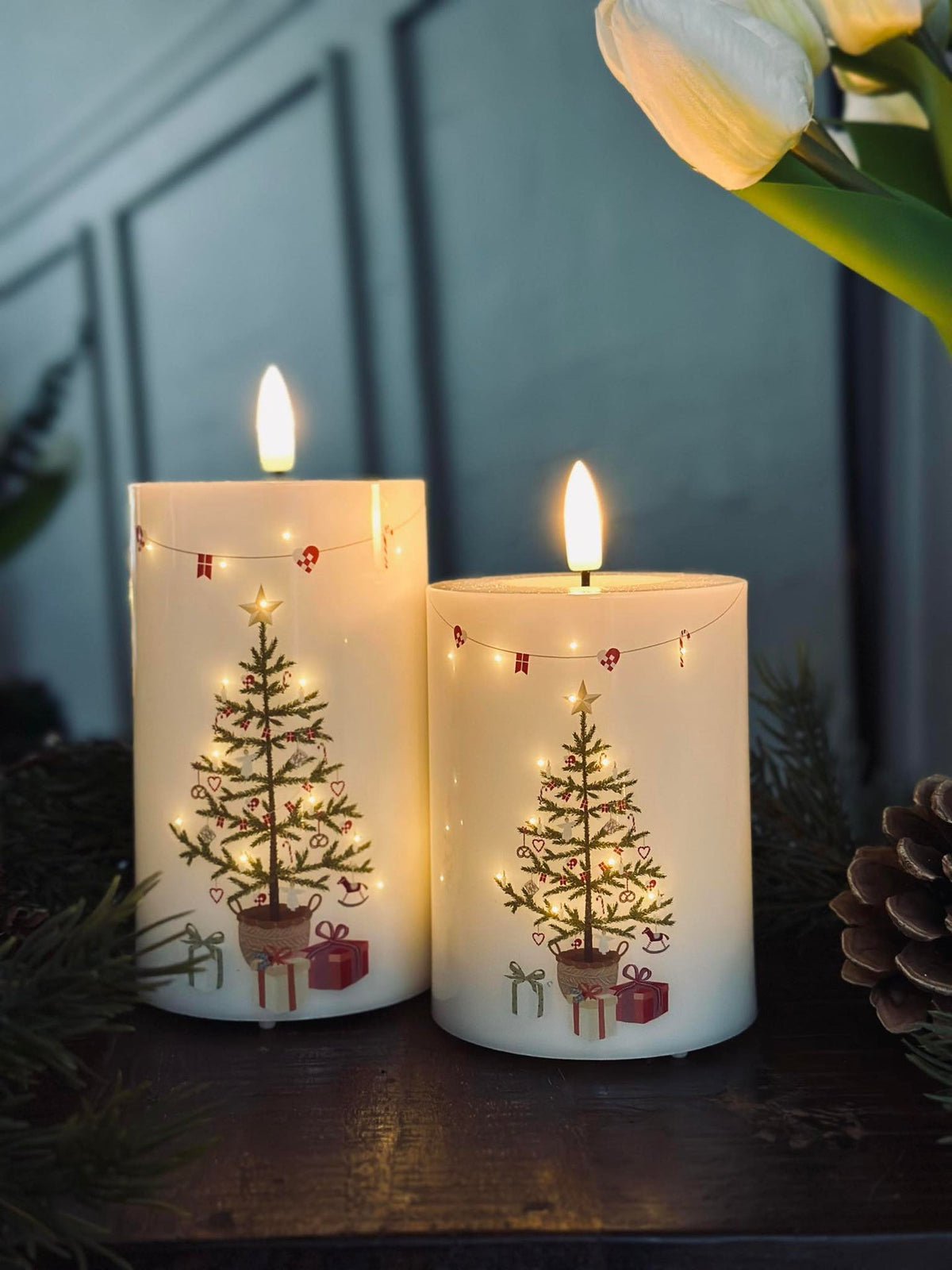 LED Blokkaars TWINKLE CHRISTMAS - Set van 2 stuks