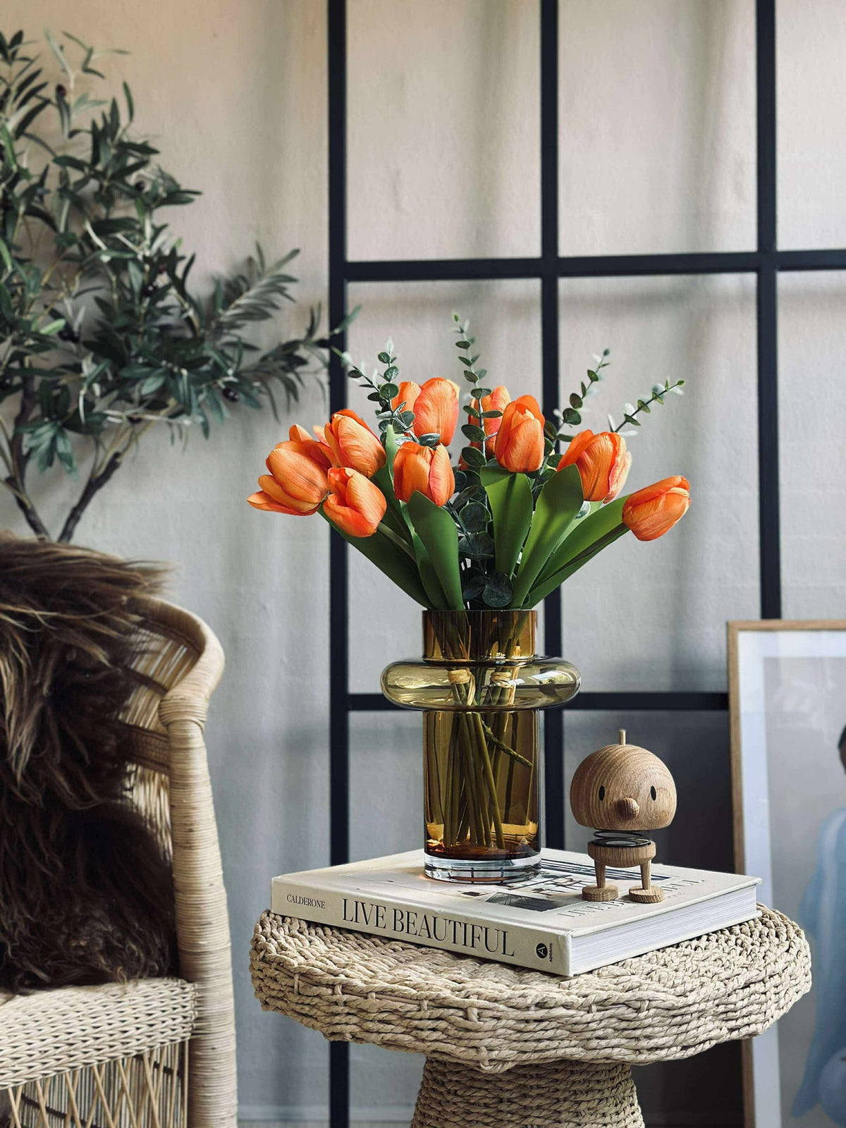 Vaas van handgeblazen glas - Lyngby amber
