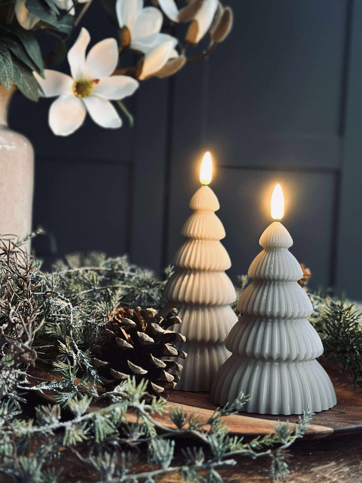 Kerstboom met ledlicht - Set van 2 stuks. Zand