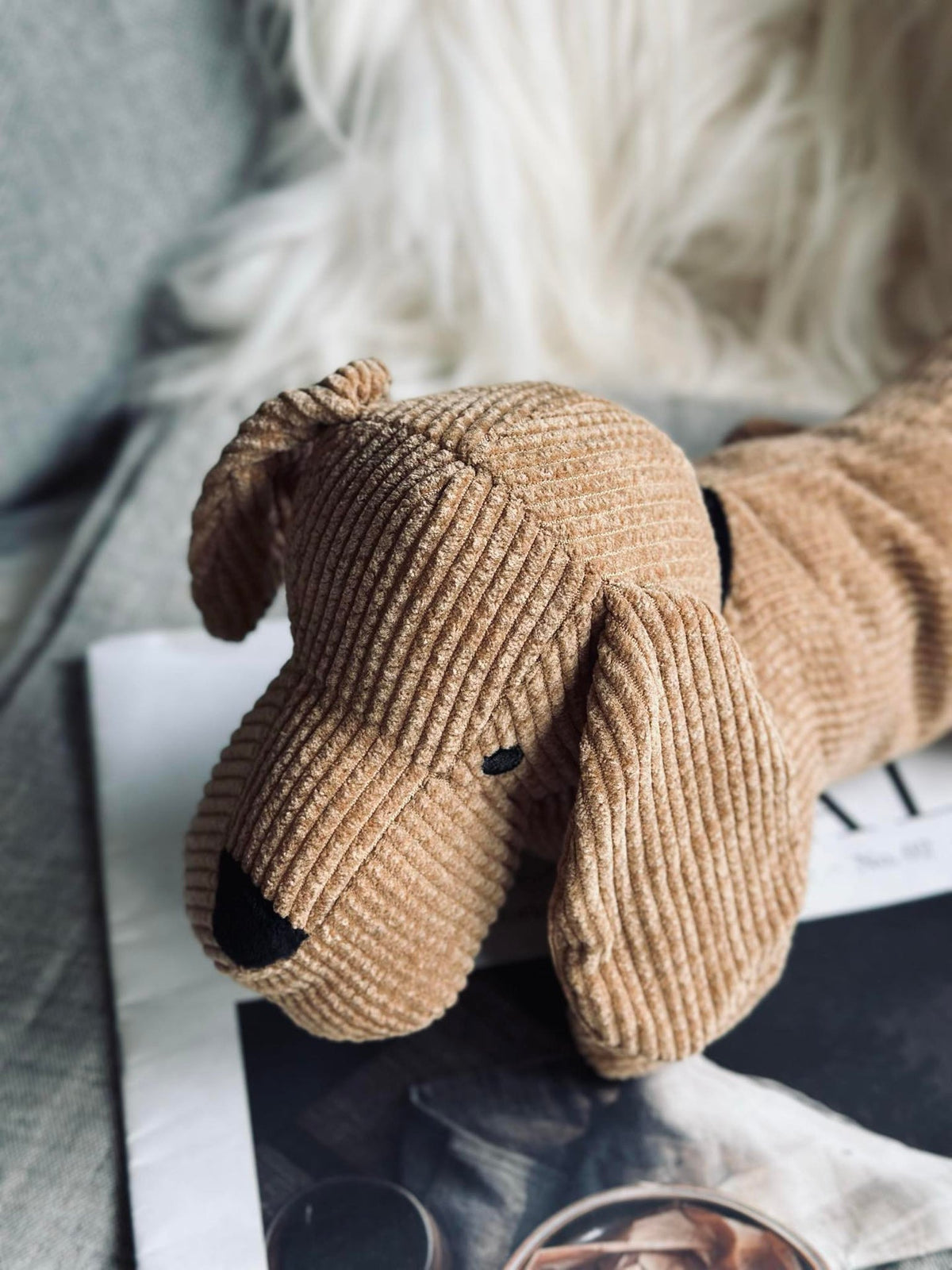 Honden-deurstopper - Beige fluweel