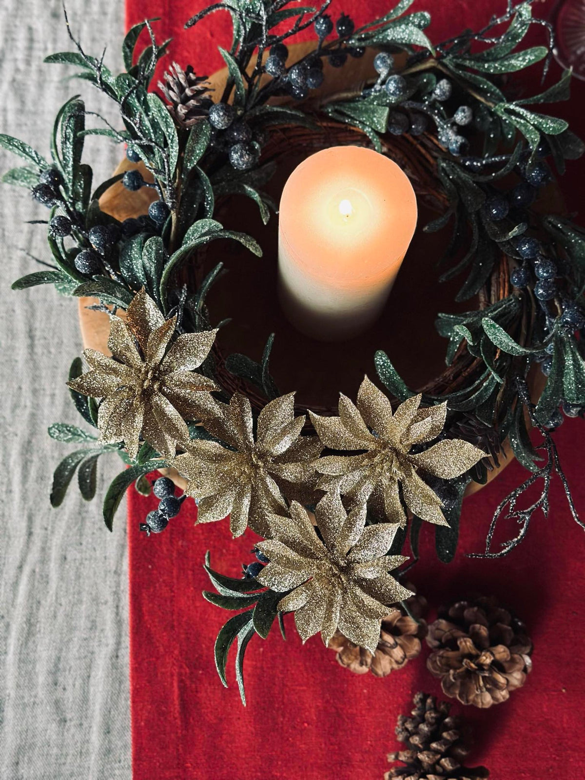 Deco bloemen met glitters - 4 stuks