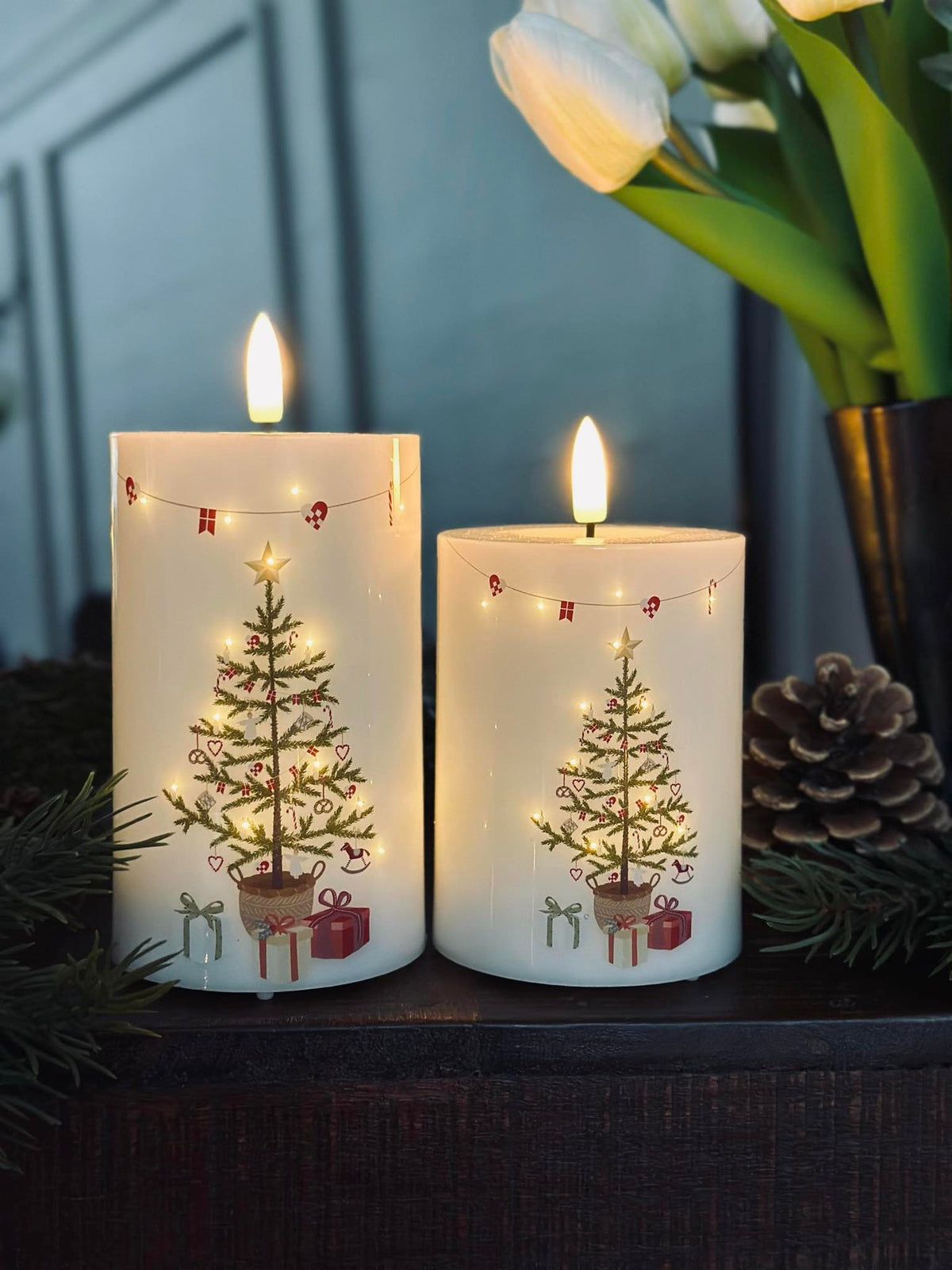 LED Blokkaars TWINKLE CHRISTMAS - Set van 2 stuks