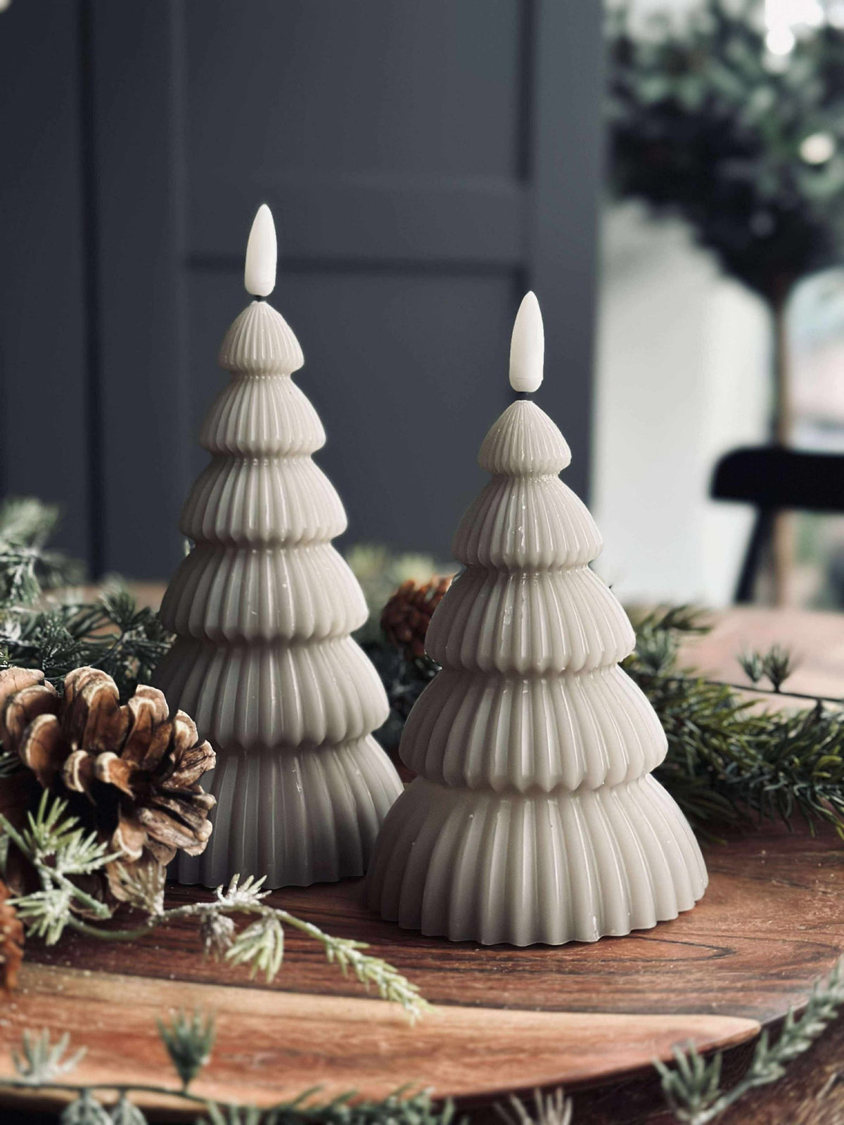Kerstboom met ledlicht - Set van 2 stuks. Zand