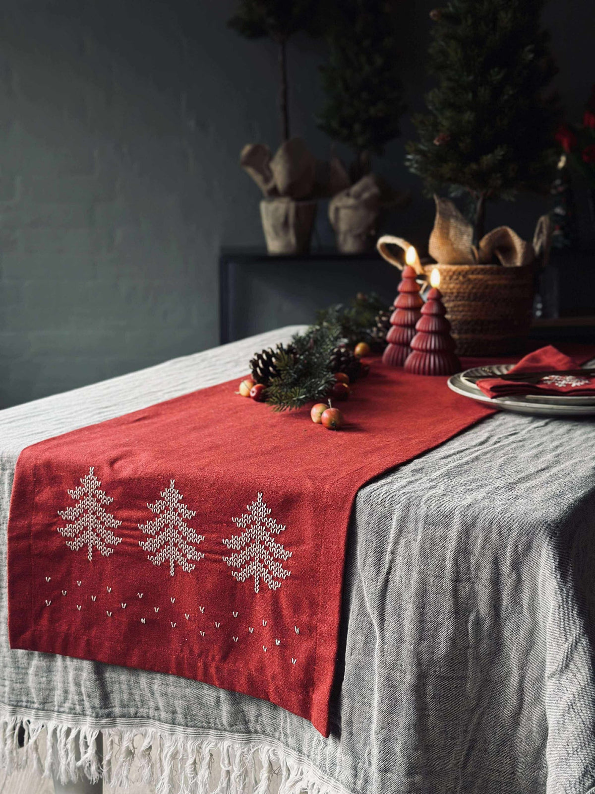 Tafelloper Rood Kerst - 40x140