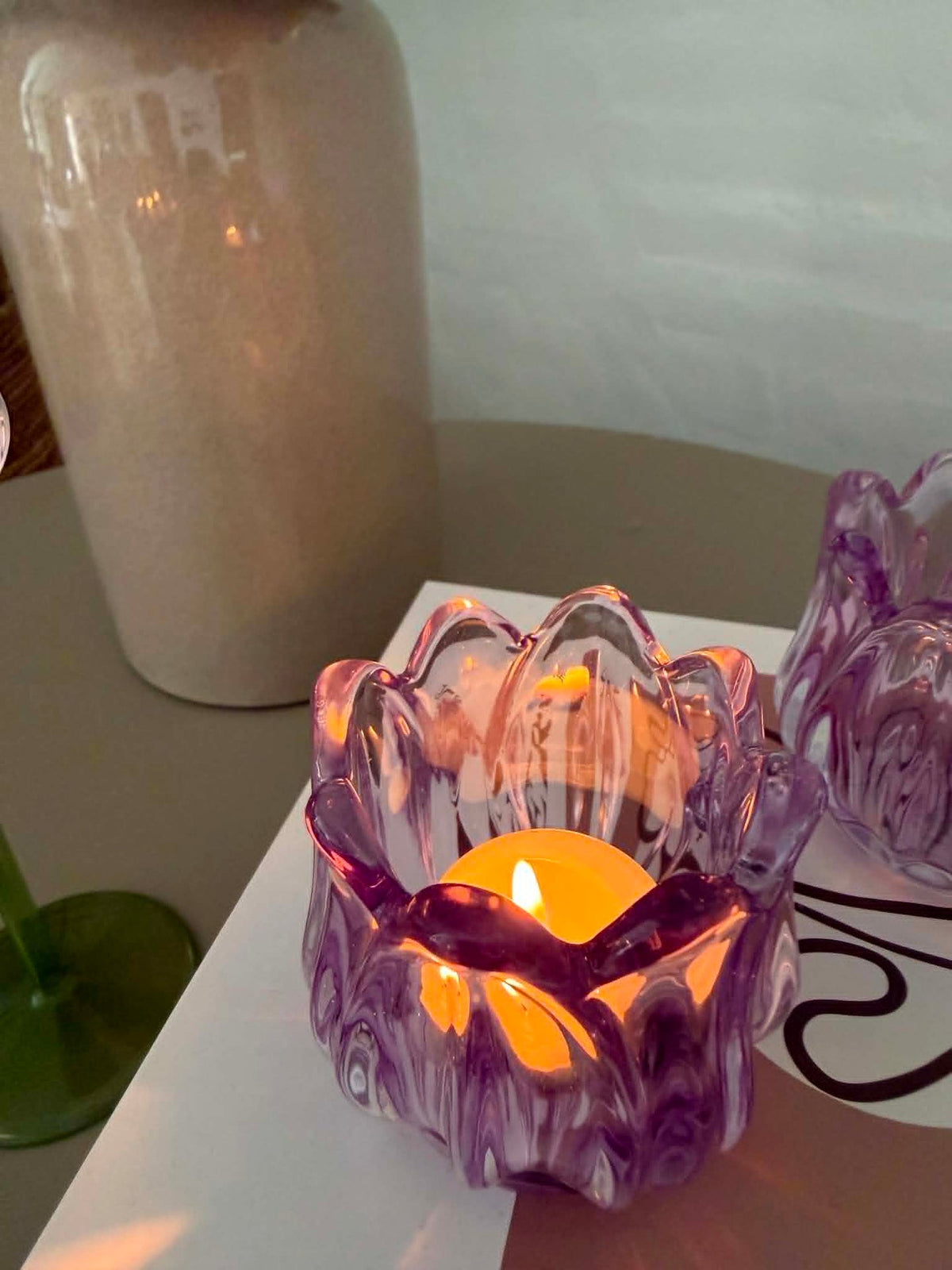 Kandelaar paarse tulp - Set van 2 stuks
