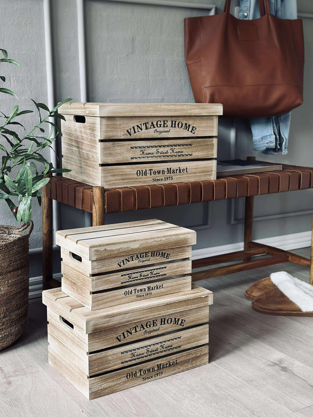 Opbergdozen met deksel - Set van 3 stuks