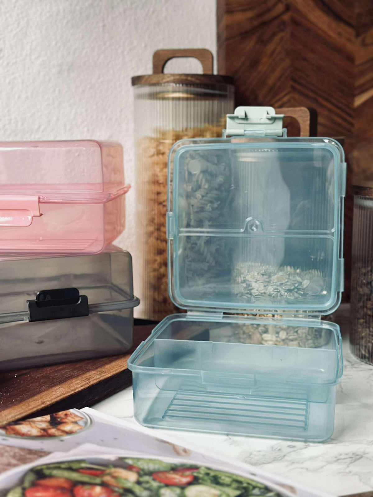 Lunchbox met verdeelde vakken - Aqua