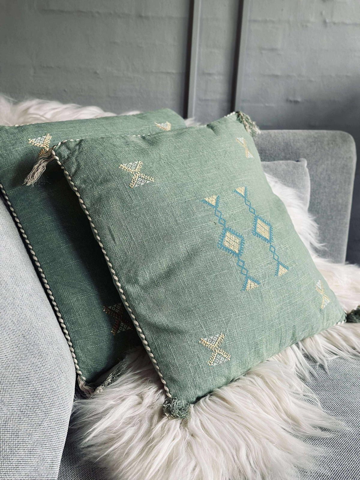 Kussen met vulling - Green boheme 2 stuks