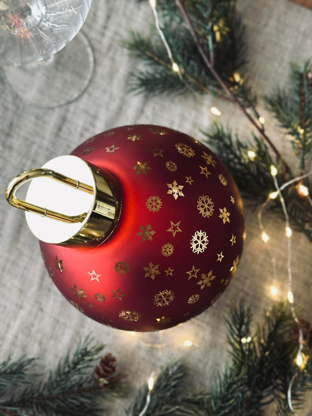Kerstbal met LED-licht - Rood