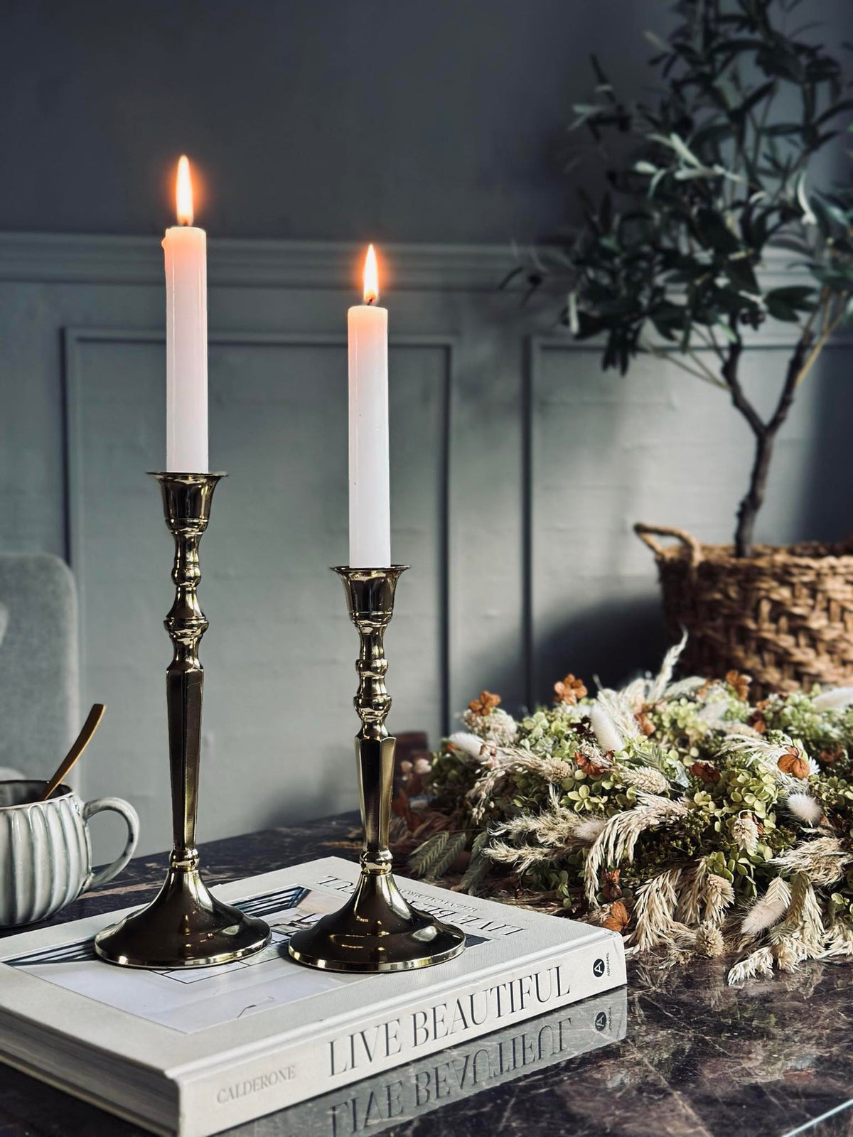Kandelaar hoekig Aluminium goud
