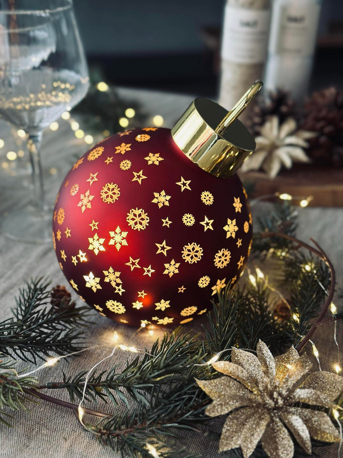 Kerstbal met LED-licht - Rood