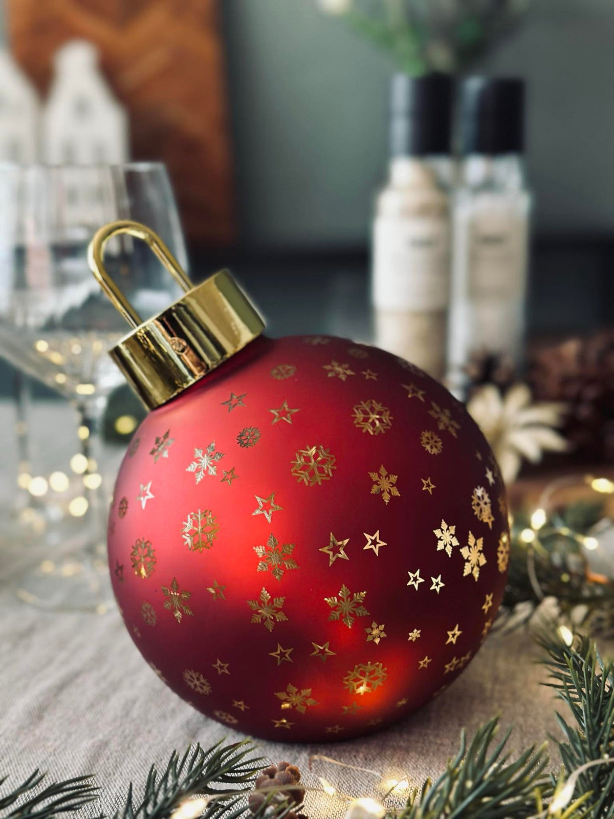 Kerstbal met LED-licht - Rood