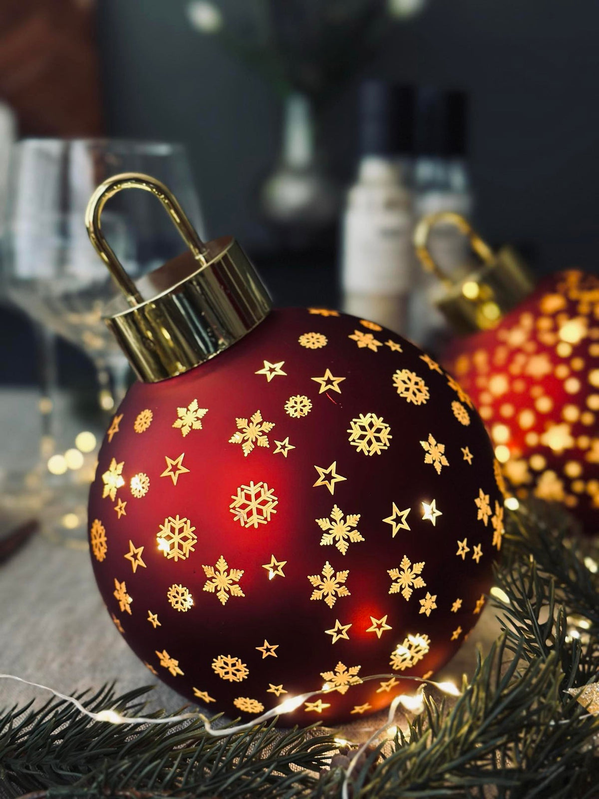 Kerstbal met LED-licht - Rood