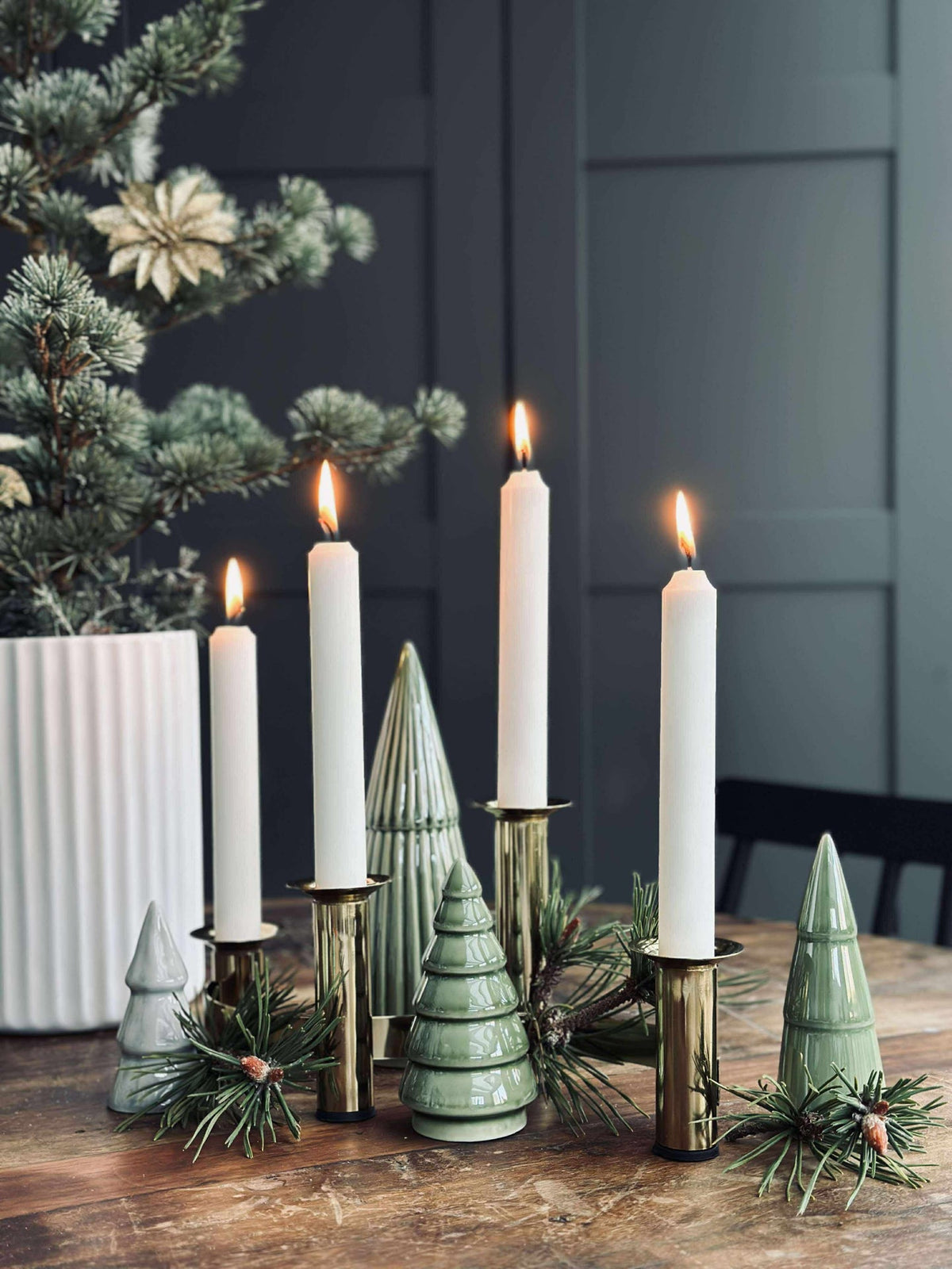 Kerstboompjes keramiek 4 st
