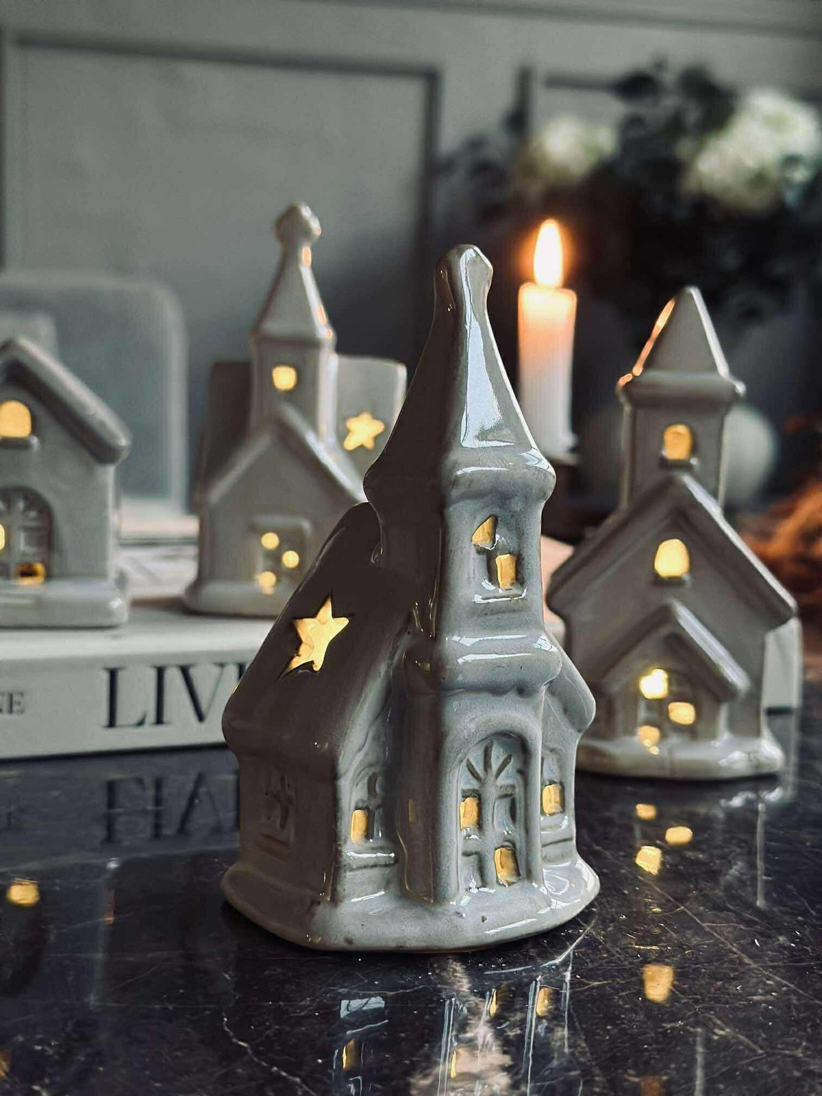 Lichtshuis Kerk met led - WHITE MIX