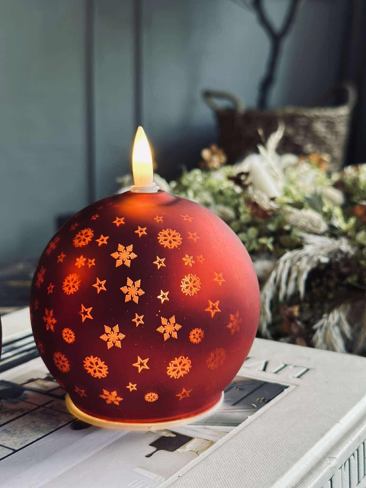 Kerstkaars rood XMAS 10 cm.