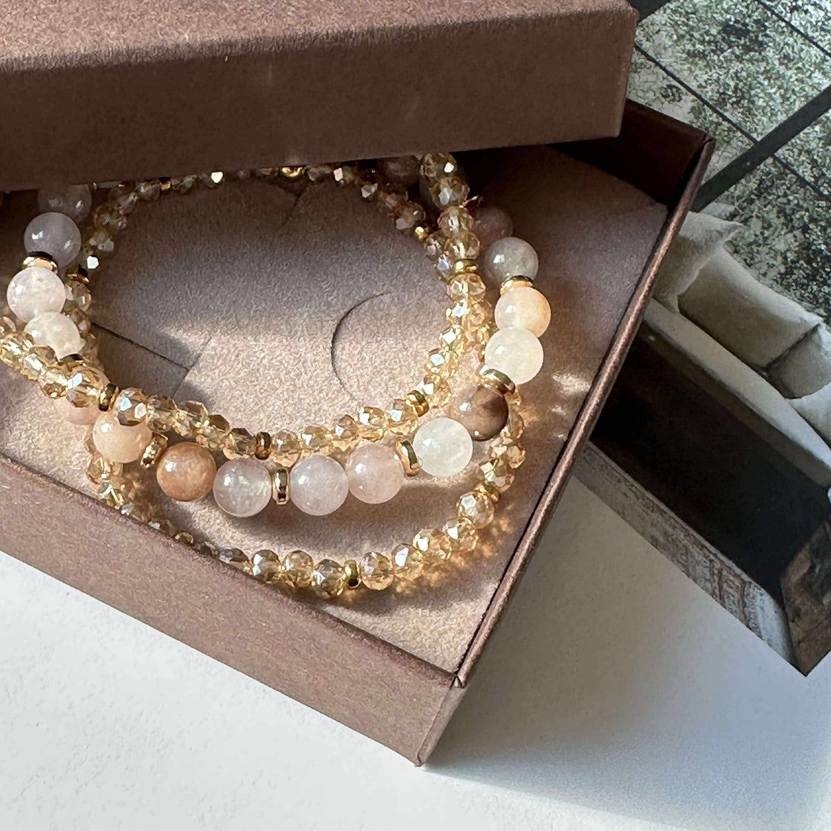 Armbanden Luna Blush Mix / Naturel – Set van 3