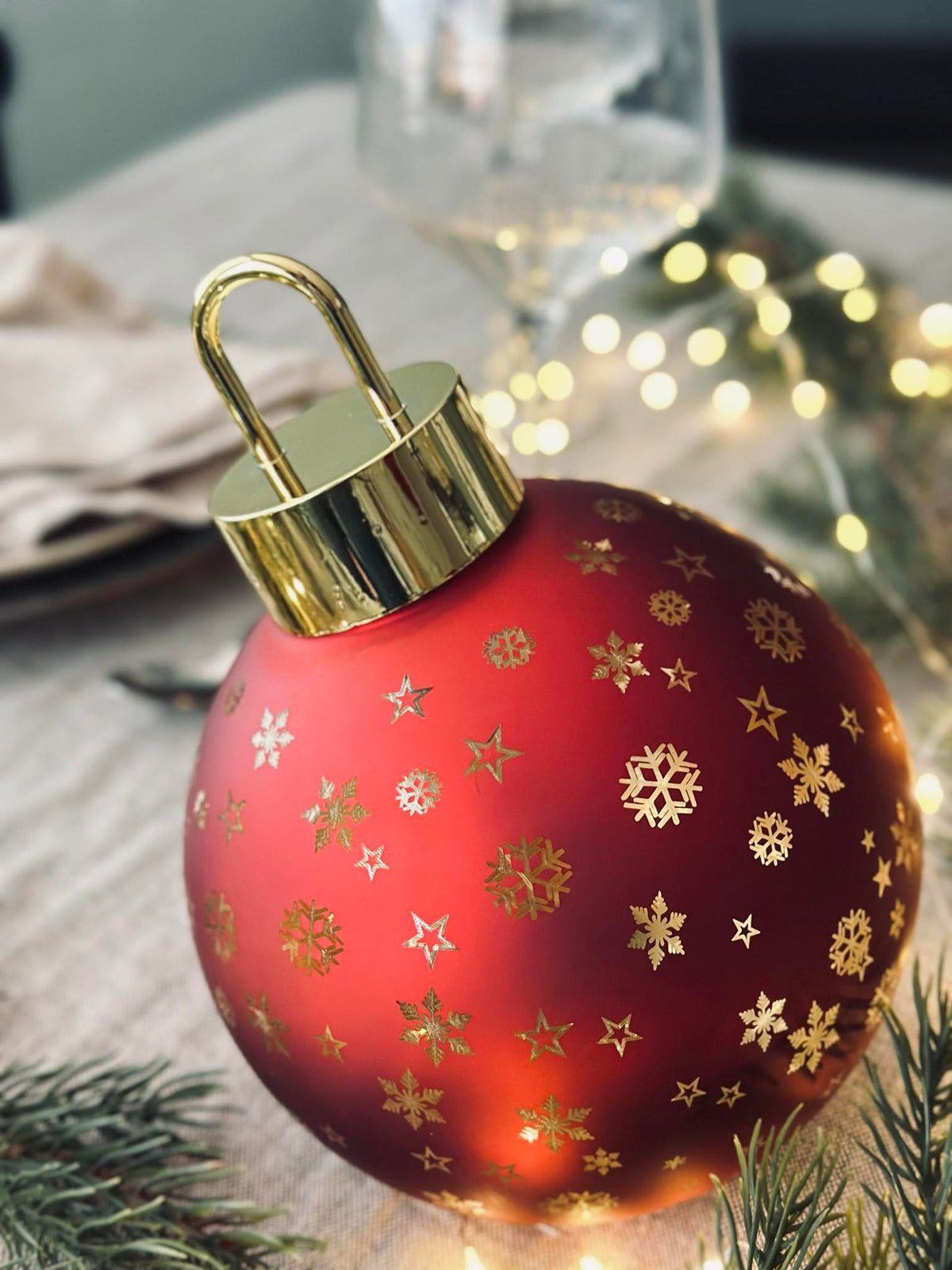 Kerstbal met LED-licht - Rood