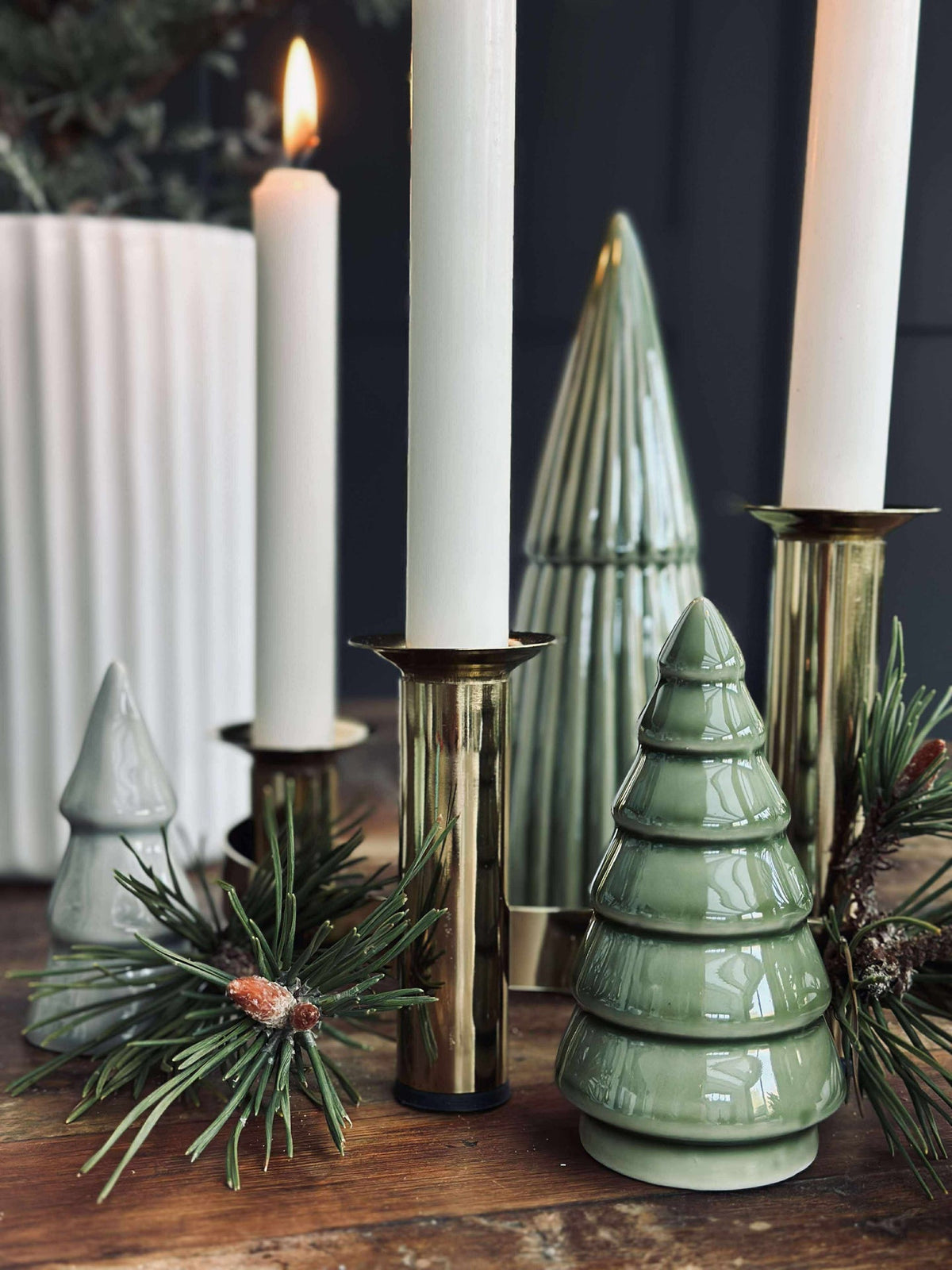 Kerstboompjes keramiek 4 st