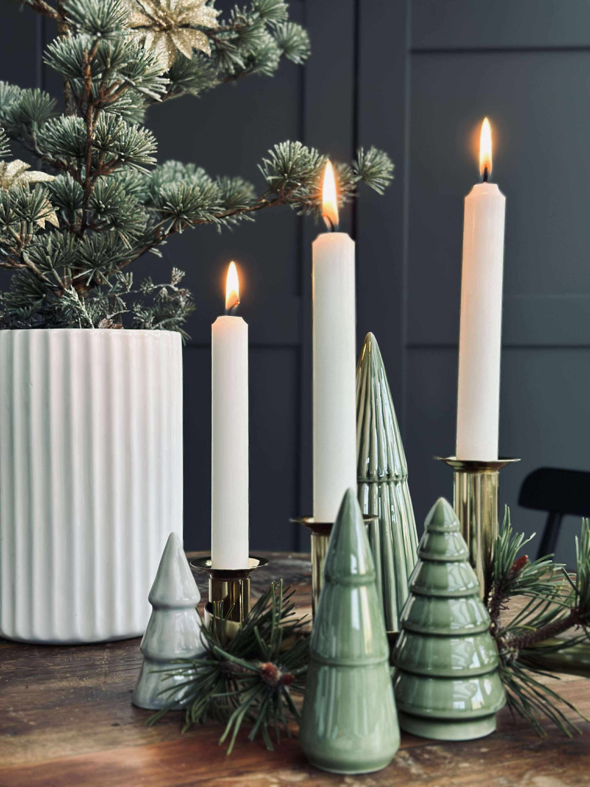 Kerstboompjes keramiek 4 st