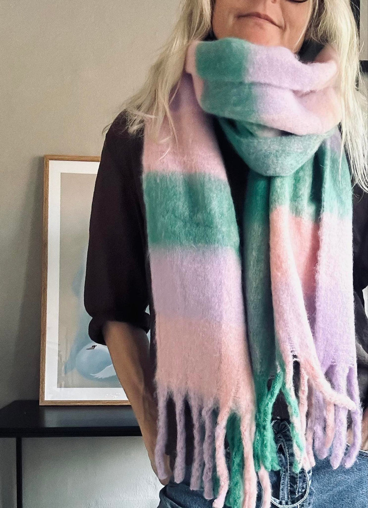 Sjaal Ninna - Roze / green