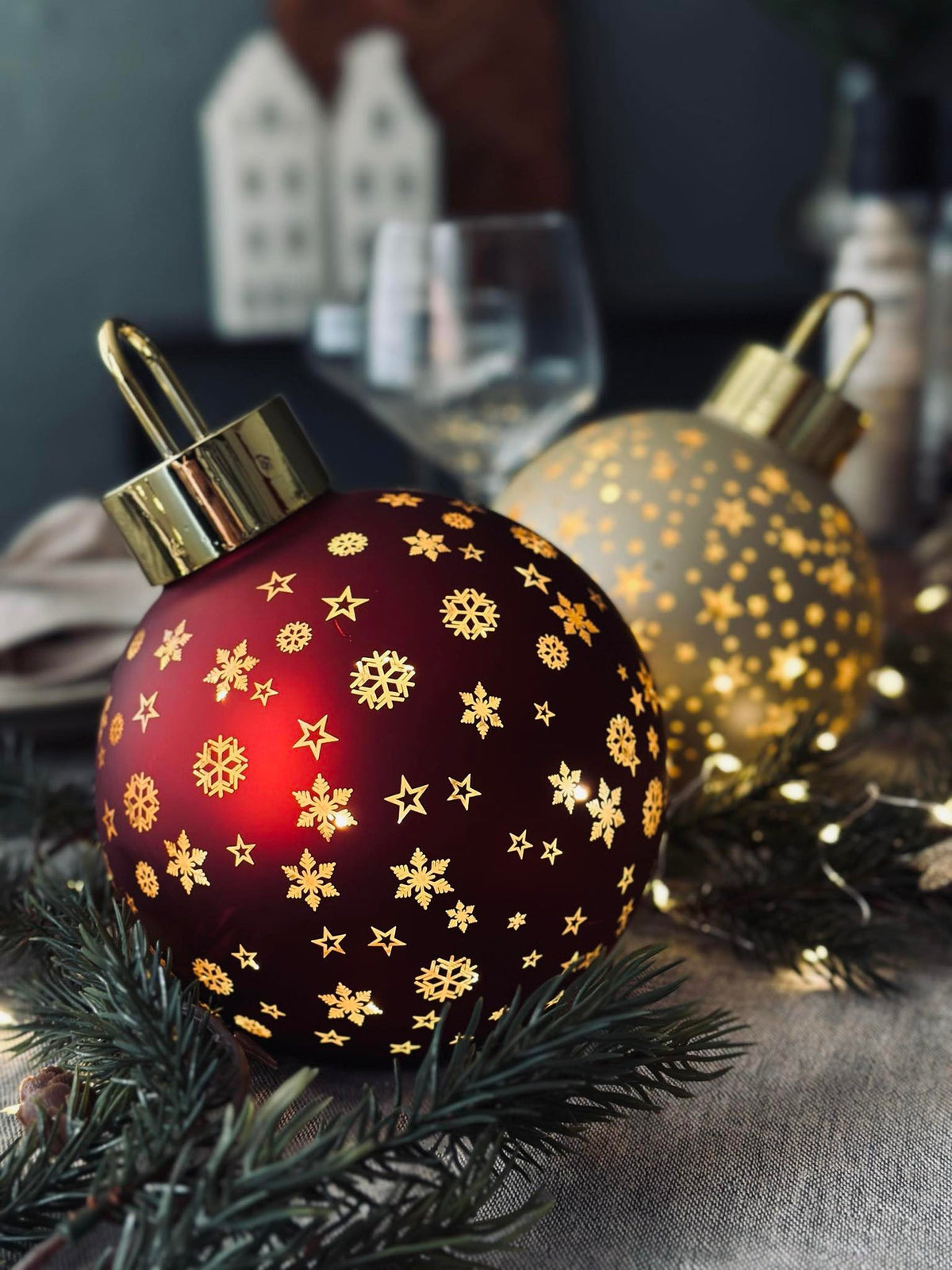 Kerstbal met LED-licht - Rood
