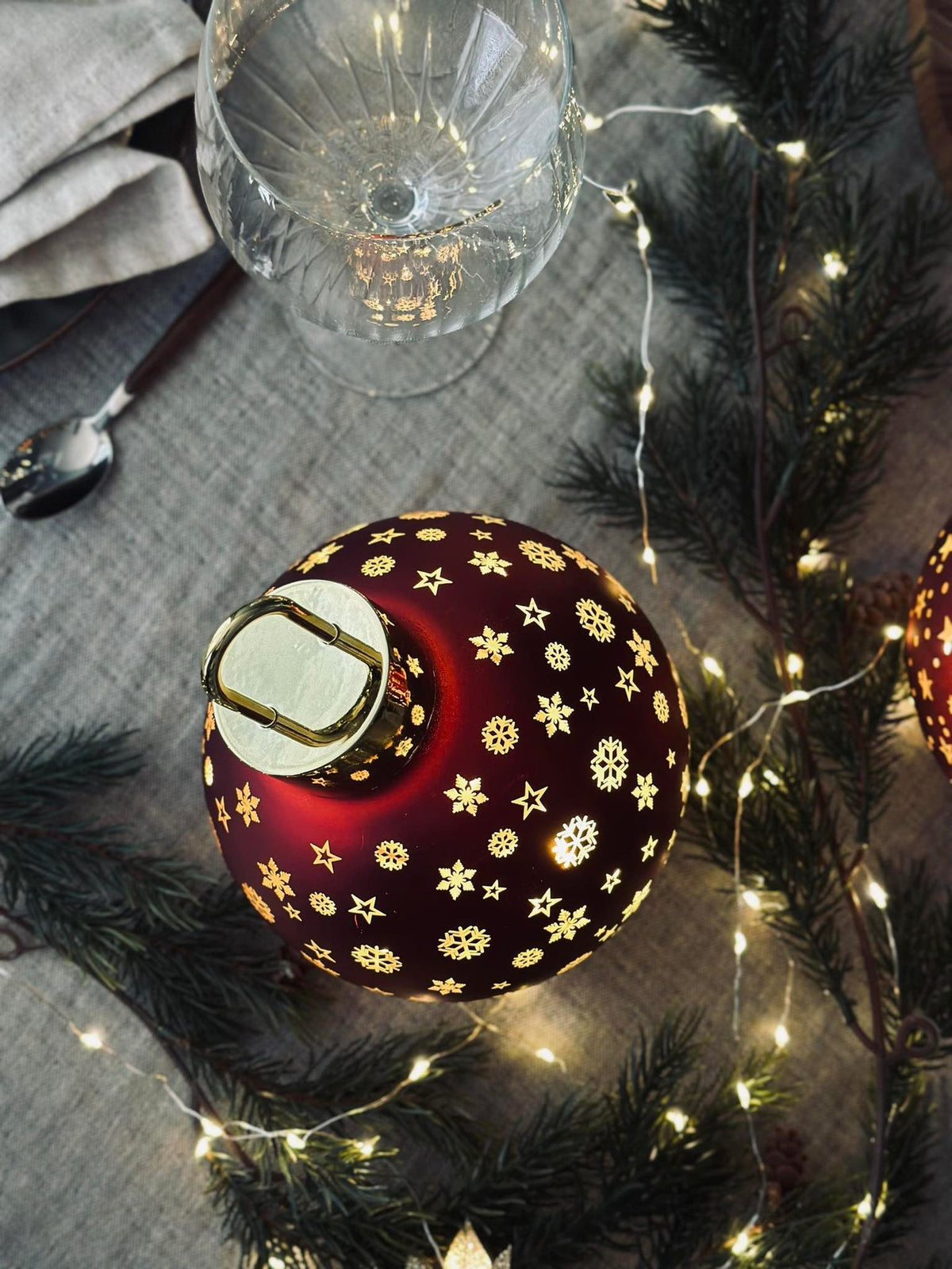 Kerstbal met LED-licht - Rood