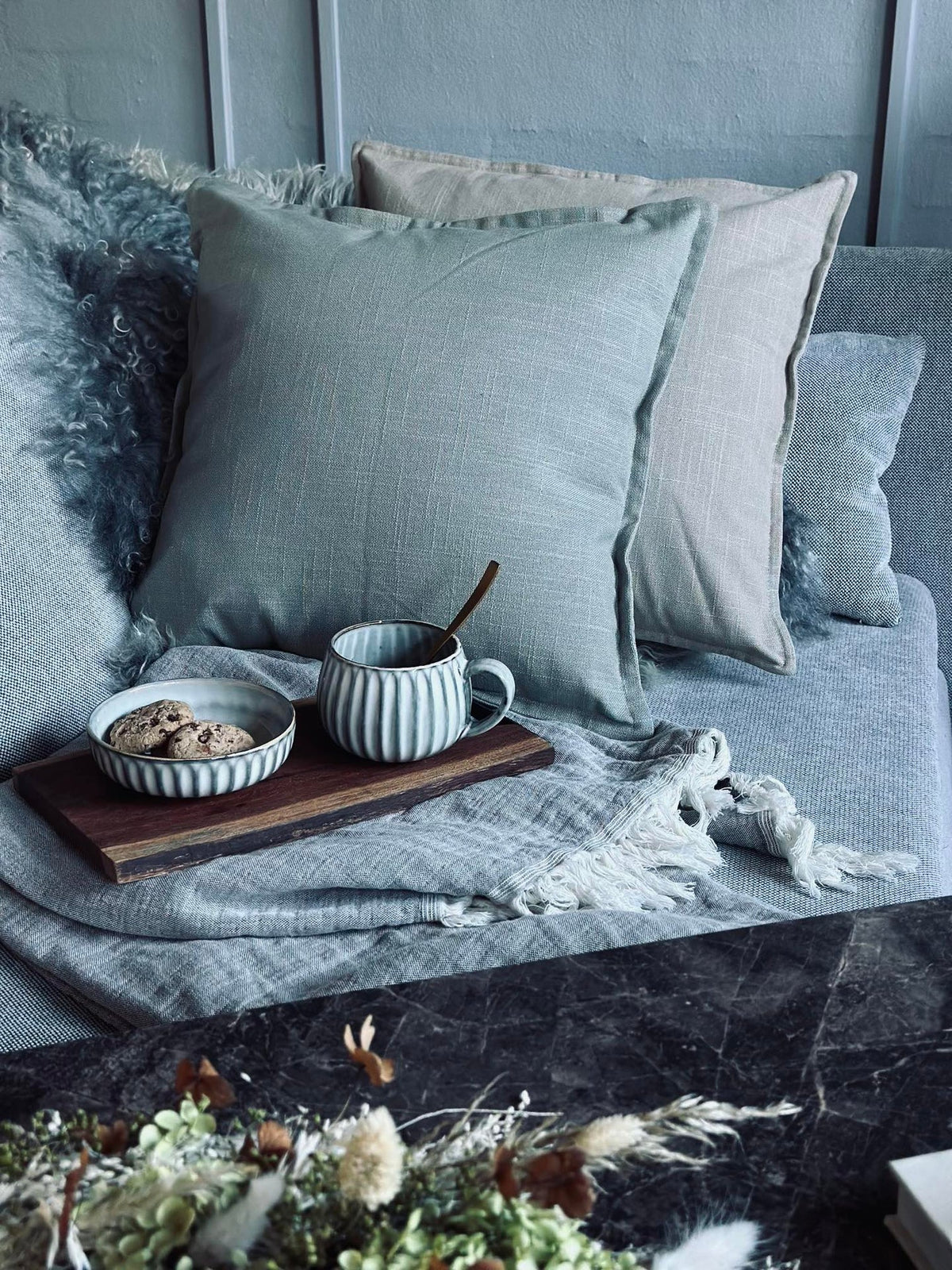 Kussenhoes 45x45 - Dusty green