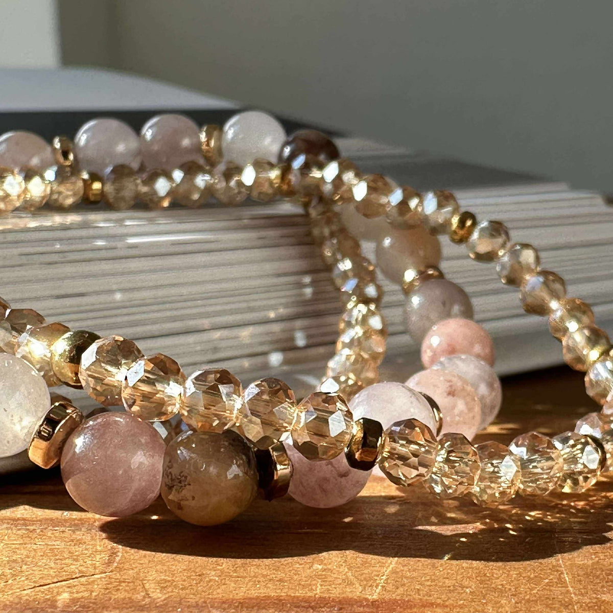 Armbanden Luna Blush Mix / Naturel – Set van 3