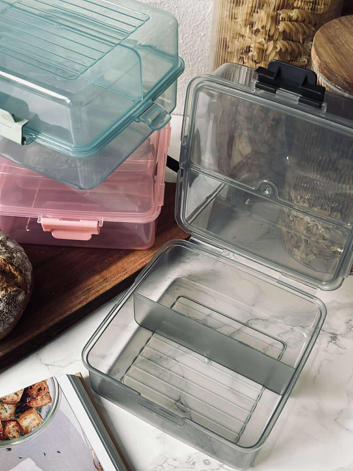 Lunchbox met verdeelde vakken - Stone
